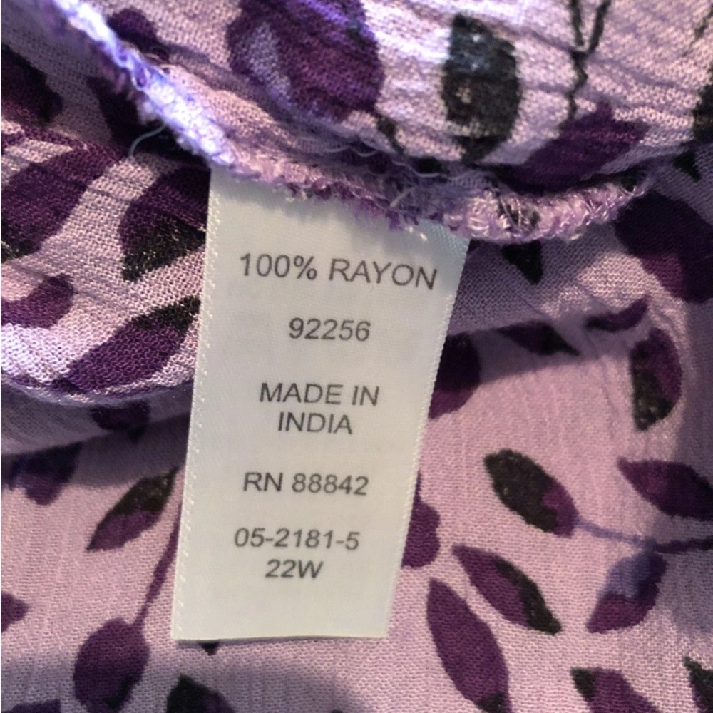 Woman Within Lavender & Purple 3/4 Sleeve Button Up Dress -Womens 22W, Bust 26” - Picture 4 of 4